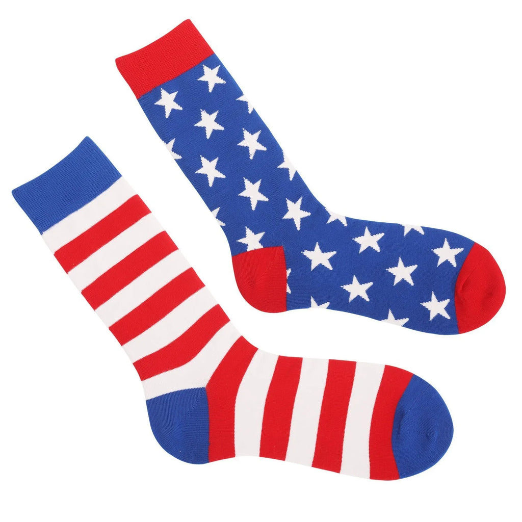 2 Pair of Fashionable American Flag Striped Star Patterned Men'S Socks Comfortable and Breathable Outdoor Sports Couple Socks