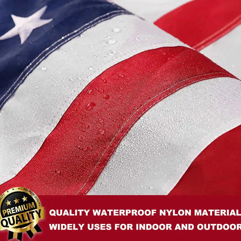 Embroidered American Flag Stitched USA Banner 3X5 Feet Durable Waterproof Oxford Fabric Brass Grommet for Indoor and Outdoor