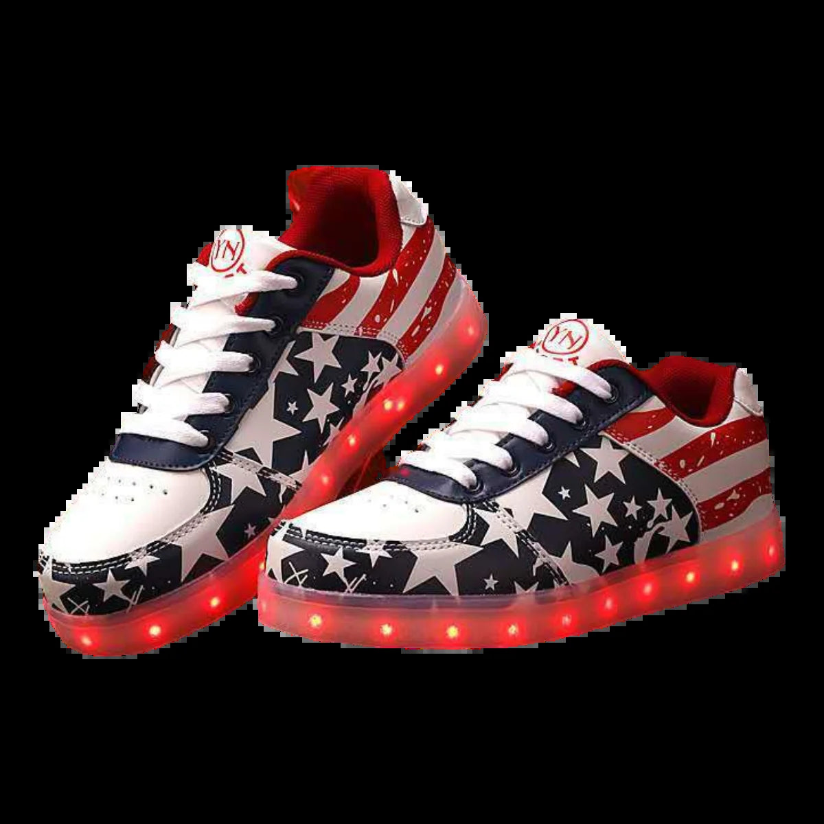 Patriotic Flag Shoes for Men Women Sneakers USA America Fashion LED Unisex Light up Luminous Flashing USB Charging Lace Up