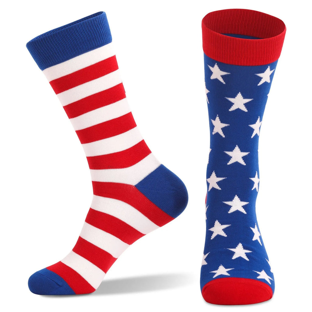 2 Pair of Fashionable American Flag Striped Star Patterned Men'S Socks Comfortable and Breathable Outdoor Sports Couple Socks