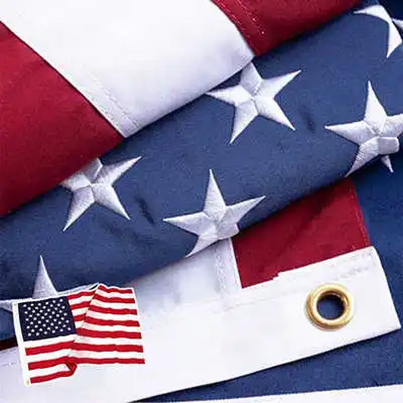 Embroidered American Flag Stitched USA Banner 3X5 Feet Durable Waterproof Oxford Fabric Brass Grommet for Indoor and Outdoor