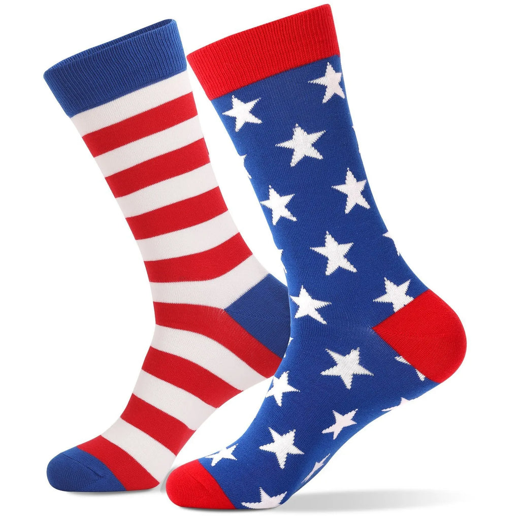 2 Pair of Fashionable American Flag Striped Star Patterned Men'S Socks Comfortable and Breathable Outdoor Sports Couple Socks