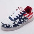 Patriotic Flag Shoes for Men Women Sneakers USA America Fashion LED Unisex Light up Luminous Flashing USB Charging Lace Up