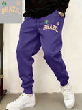 Brazil Flag Prints Sweatpants Mens Winter Comfortable Trousers Basics Loose Pocket Jogger Pants Casual Fleece Warm Male Clothes