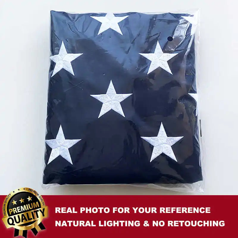 Embroidered American Flag Stitched USA Banner 3X5 Feet Durable Waterproof Oxford Fabric Brass Grommet for Indoor and Outdoor