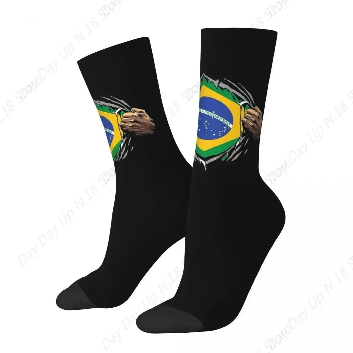 Brazil National Flag Socks Harajuku High Quality Stockings All Season Long Socks Accessories for Unisex Gifts