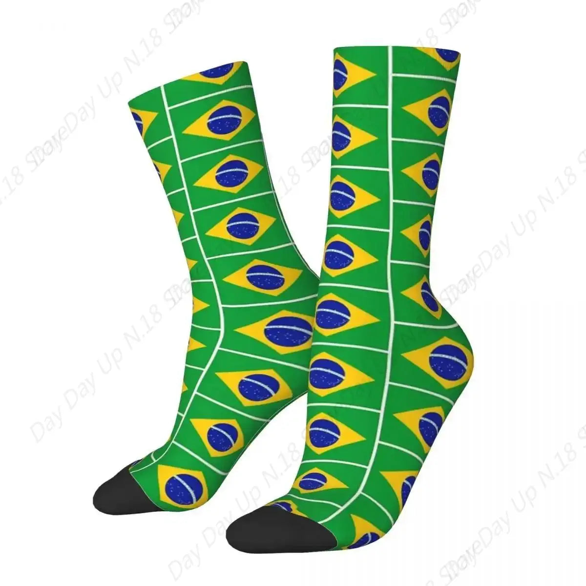 Brazil National Flag Socks Harajuku High Quality Stockings All Season Long Socks Accessories for Unisex Gifts