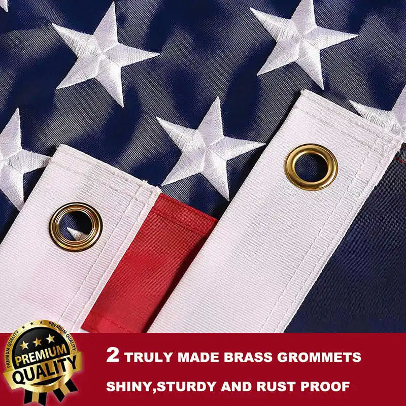 Embroidered American Flag Stitched USA Banner 3X5 Feet Durable Waterproof Oxford Fabric Brass Grommet for Indoor and Outdoor