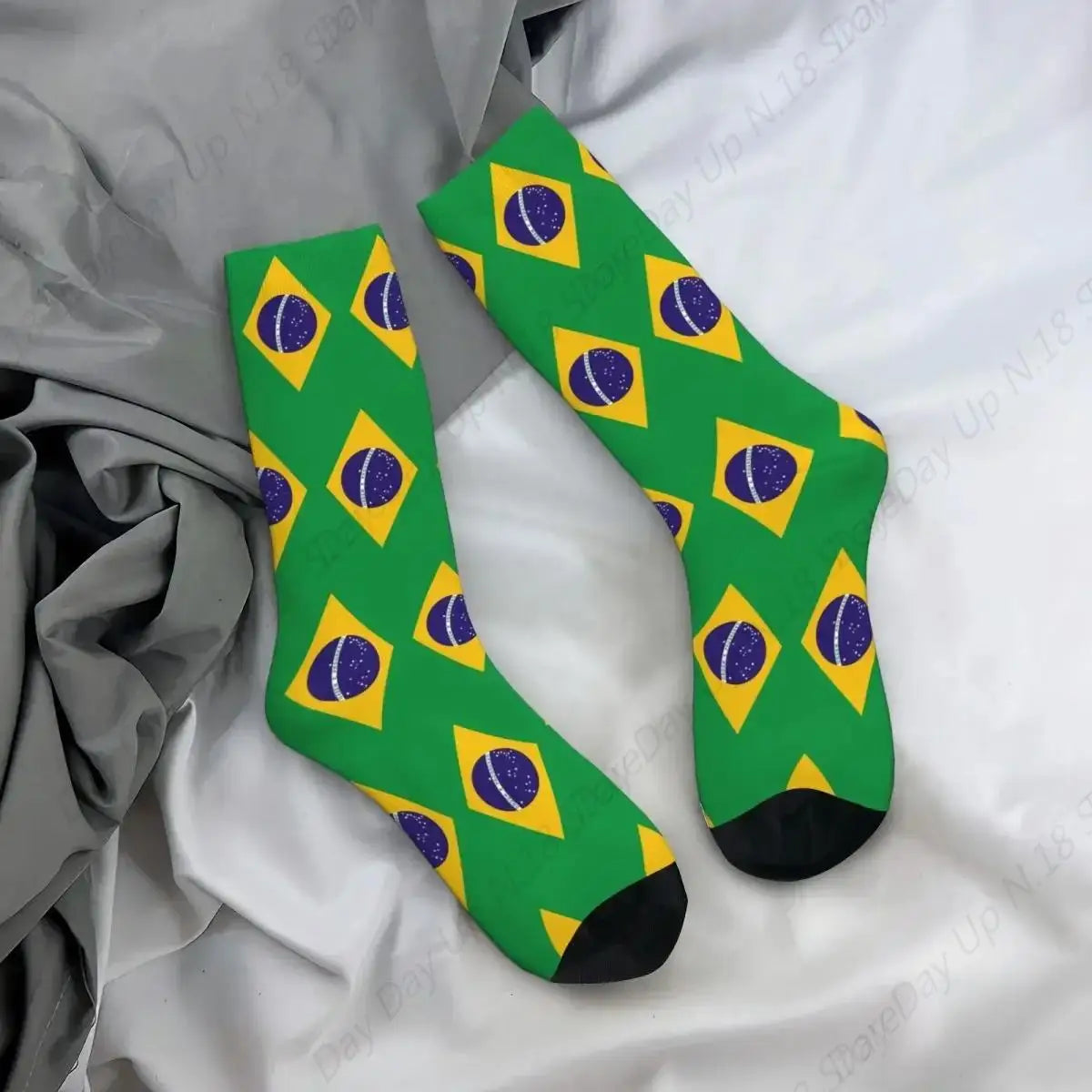 Brazil National Flag Socks Harajuku High Quality Stockings All Season Long Socks Accessories for Unisex Gifts